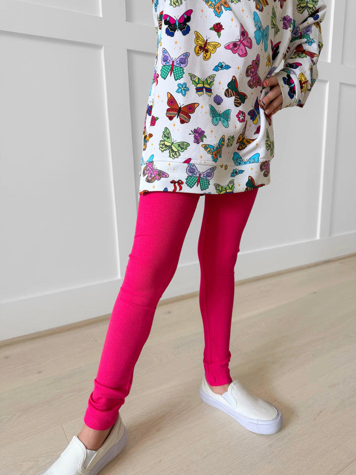Bamboo RIBBED ENCHANTED WINGS SOLID COORDINATING LEGGINGS