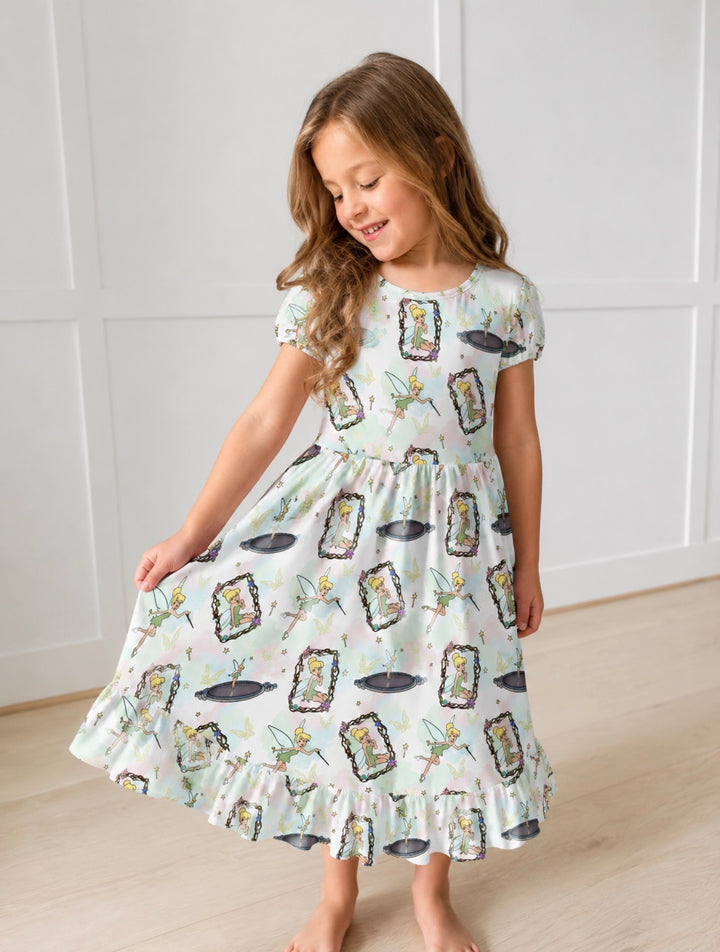 Bamboo NEVERLAND DREAMING SHORT BUBBLE SLEEVE POCKET Twirl Dress