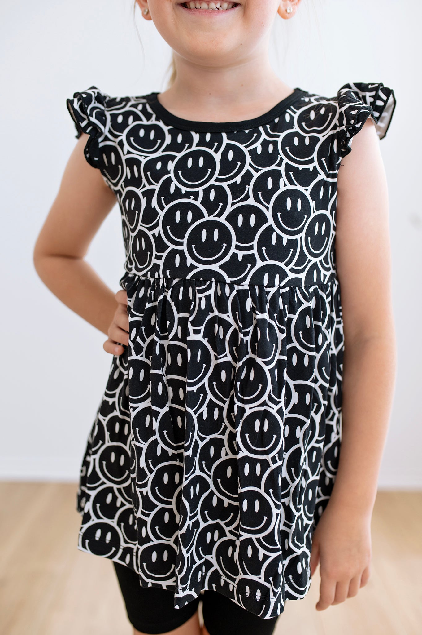 Bamboo CHOOSE HAPPY FLUTTER SLEEVE Peplum SET
