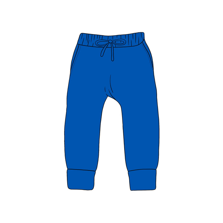 BAMBOO COTTON SPANDEX ELECTRIC BLUE KIDS JOGGERS (FLEECE LINED)
