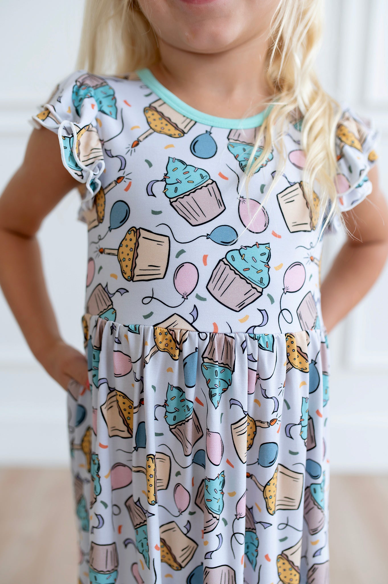 Bamboo MAKE A WISH  FLUTTER SLEEVE Twirl Dress