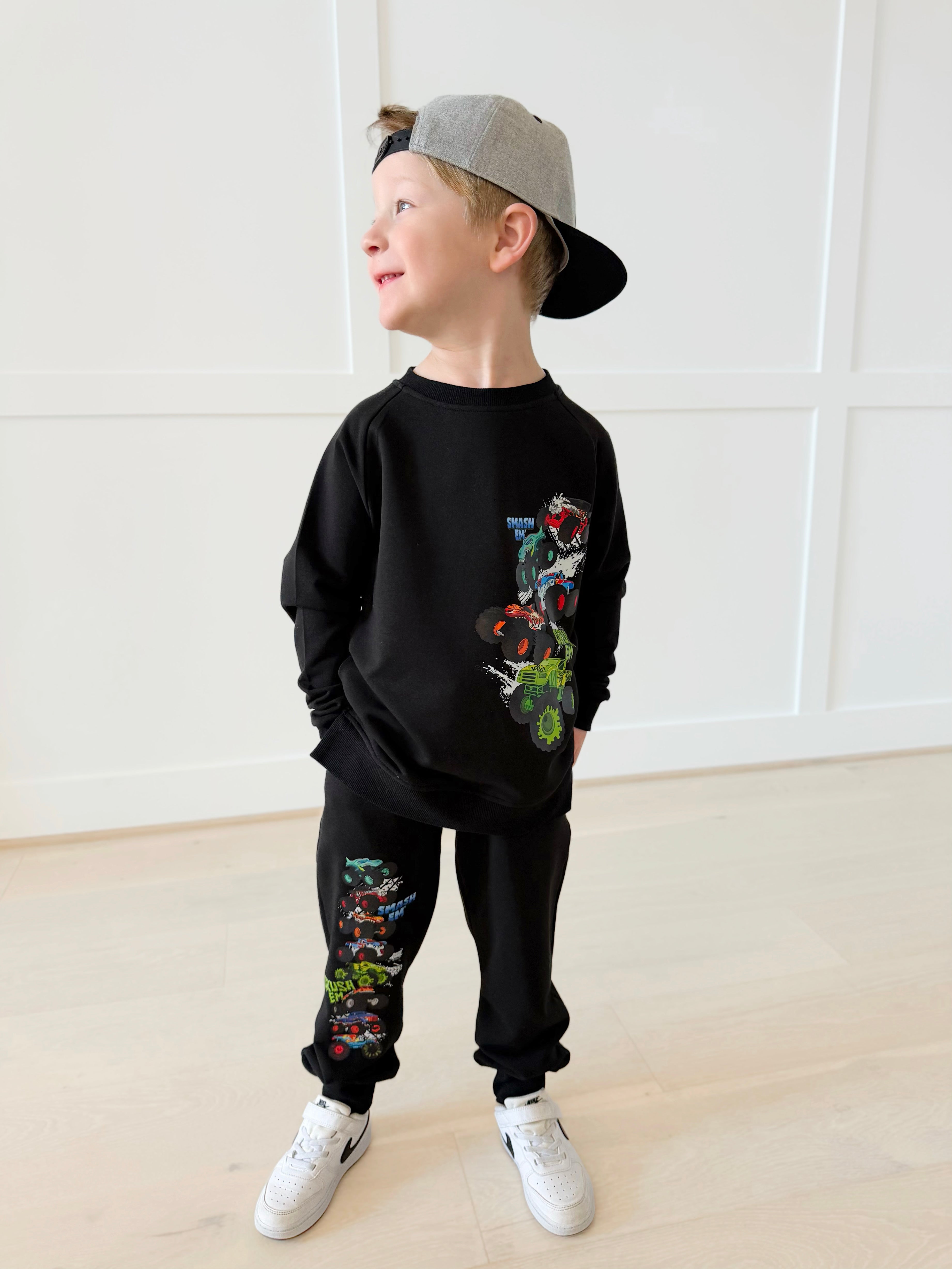 BAMBOO COTTON SPANDEX CRUSH 'EM THE DARK SIDE KIDS JOGGERS (FLEECE LINED) READ DESCRIPTION (NEW SIZING)