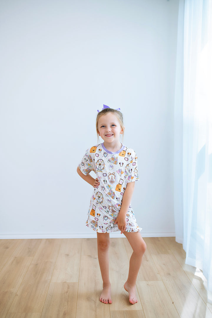 Bamboo DREAMY PARK DAYS KIDS RELAXED RUFFLE SHORT SET