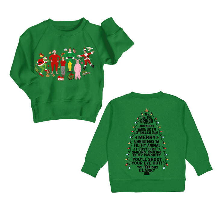 Bamboo COTTON SPANDEX HOLIDAY CLASSIC CHAOS kids GRAPHIC crewneck (FLEECE LINED)