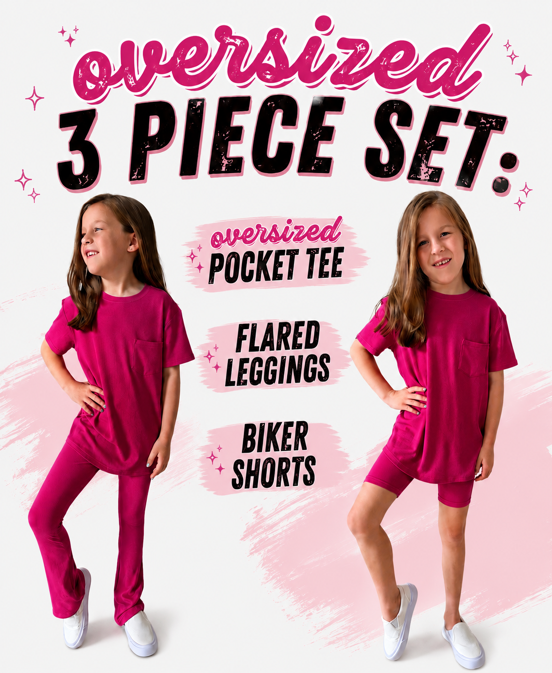BAMBOO RIBBED MAUVEBERRY OVERSIZED THREE PIECE SET (POCKET TEE, BIKERS, FLARED LEGGINGS)