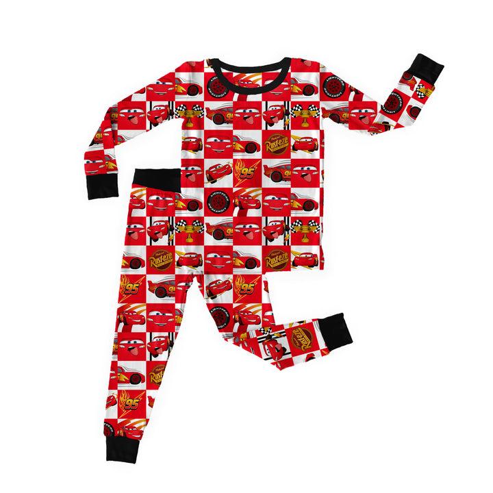 Bamboo FULL THROTTLE CHECK Two Piece Long Sleeve/Pant Set