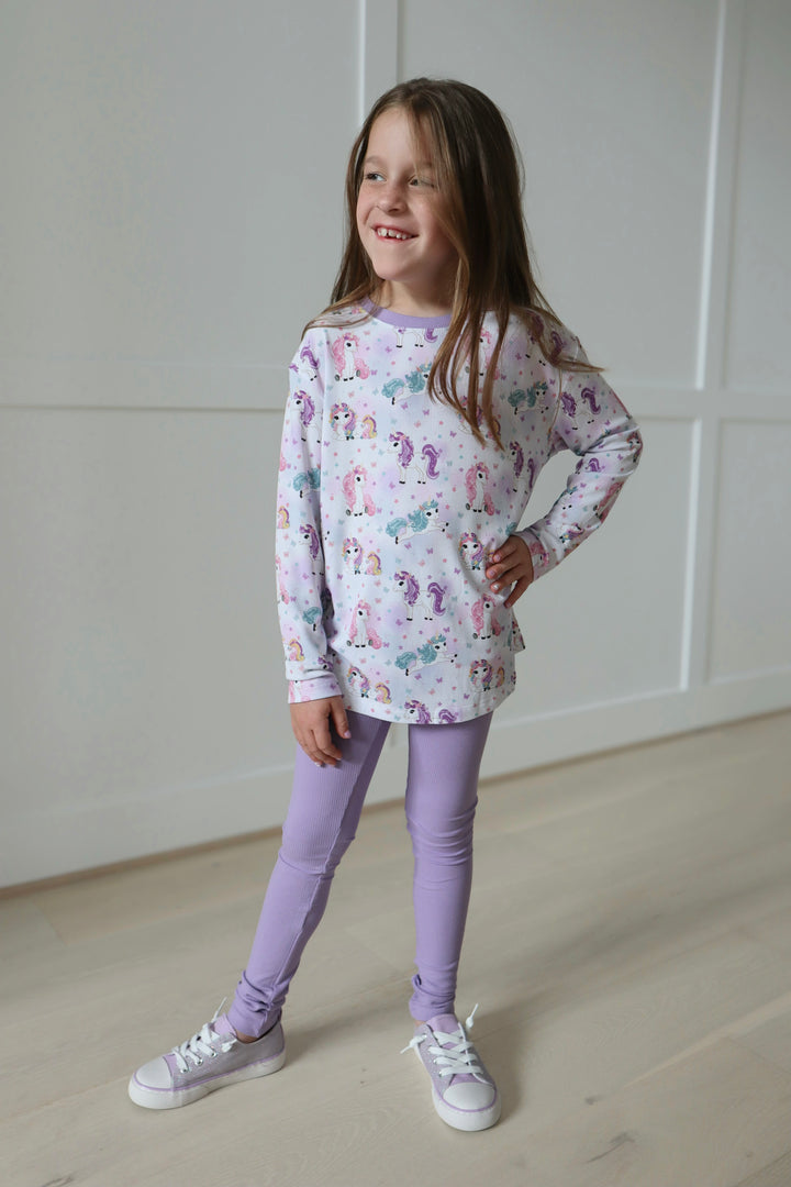 Bamboo RIBBED ENCHANTED SKIES LONG SLEEVE PRINTED TEE