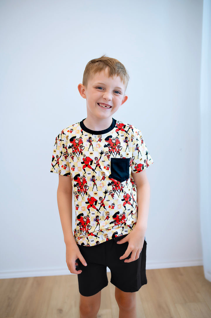 Bamboo HERO HUSTLE FULL PRINT KIDS POCKET TEE