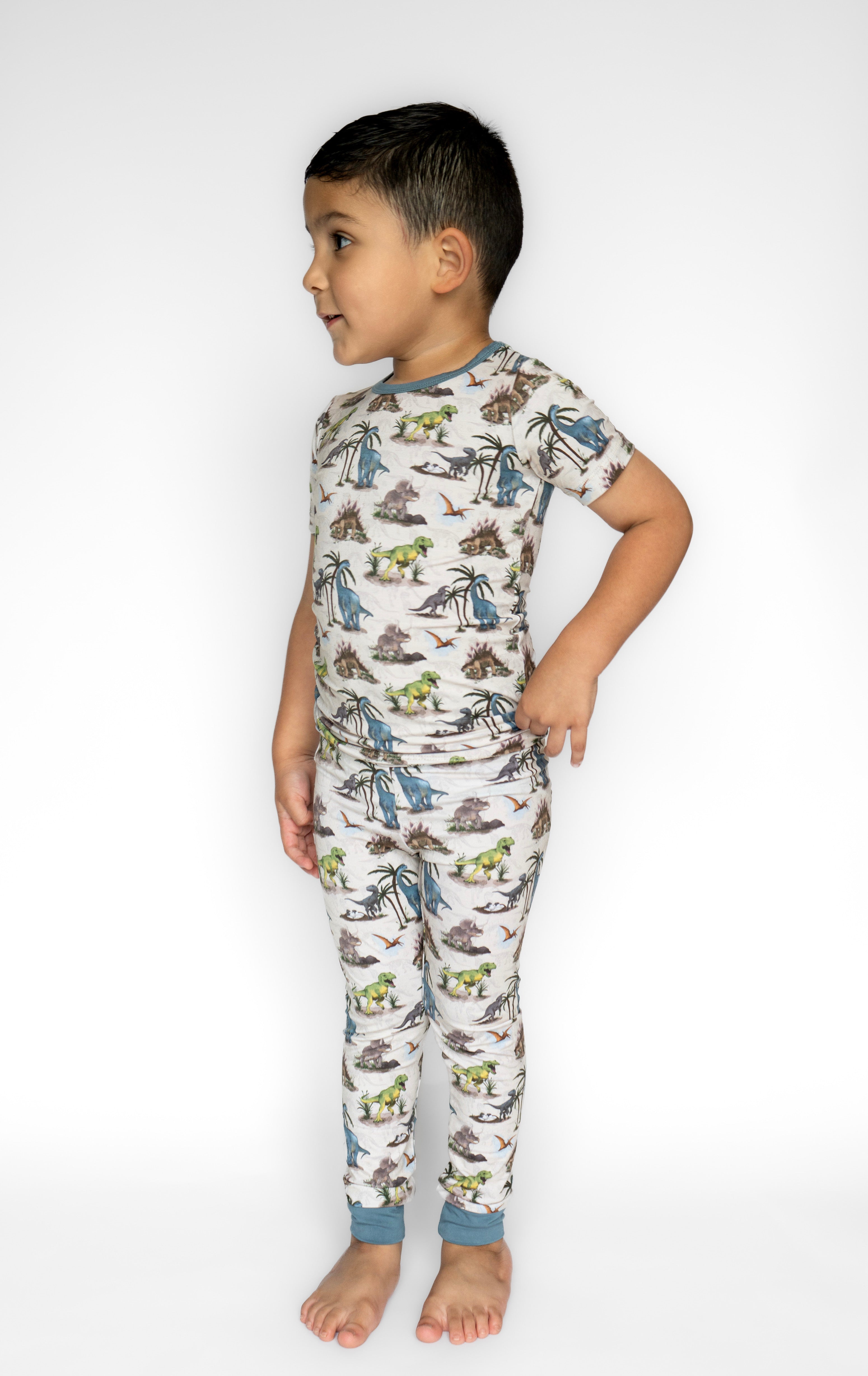 Bamboo ROARING RAPTORS Two Piece SHORT Sleeve/SHORT Set