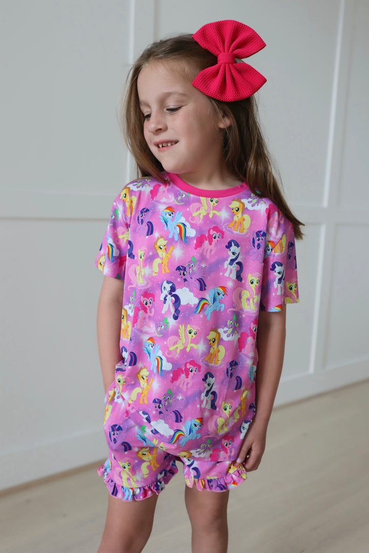 Bamboo MAGIC IN THE MANE KIDS RELAXED RUFFLE SHORT SET