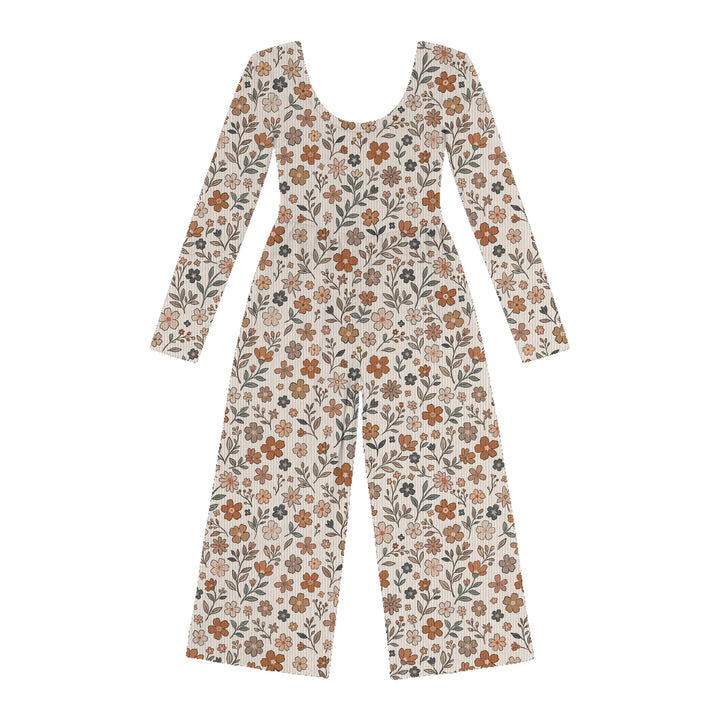 Bamboo RIBBED SPICED FLORALS LONG SLEEVE FULL LENGTH ROMPER