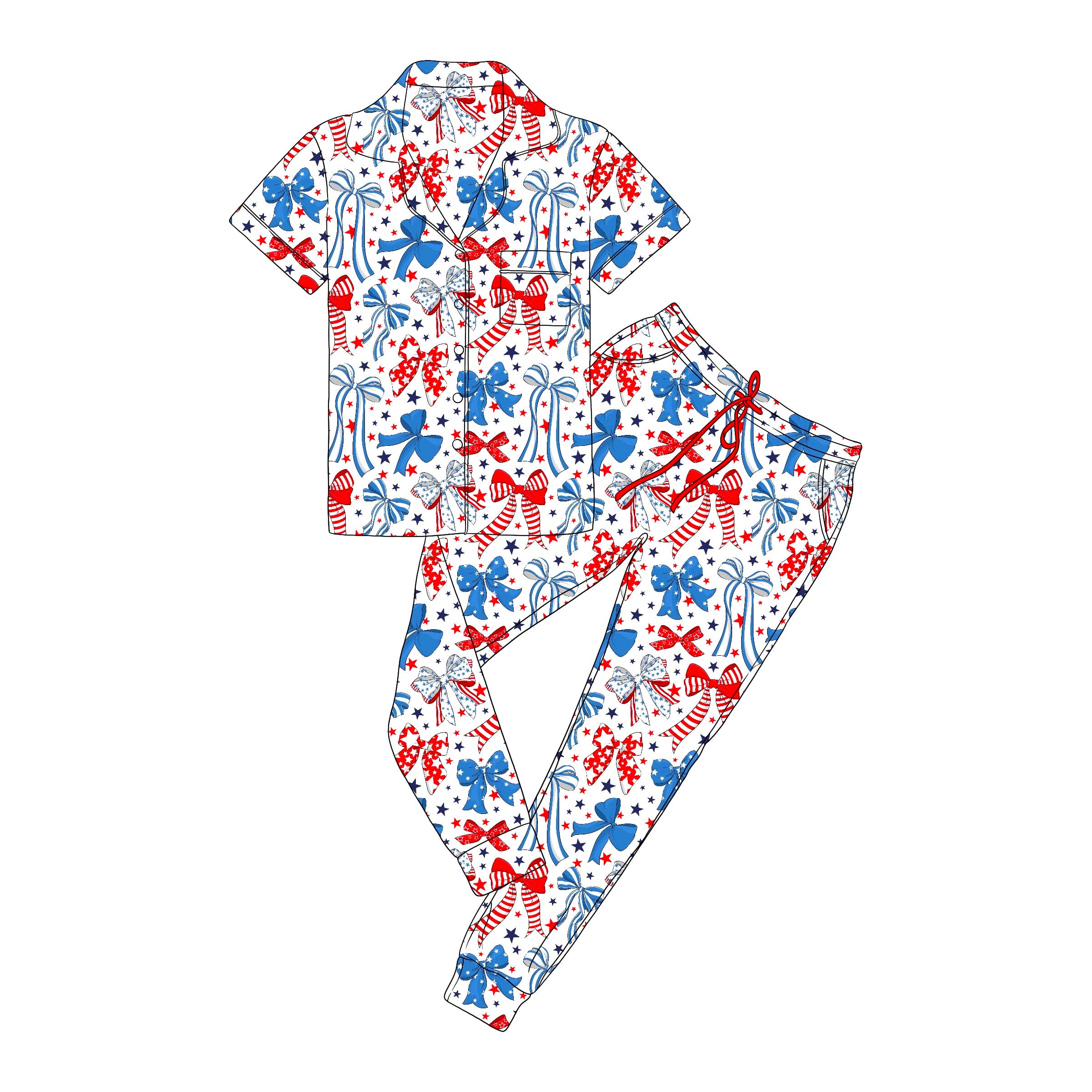 Bamboo RED, WHITE, & BOW-TIFUL Women’s Lounge Formal Jogger Set
