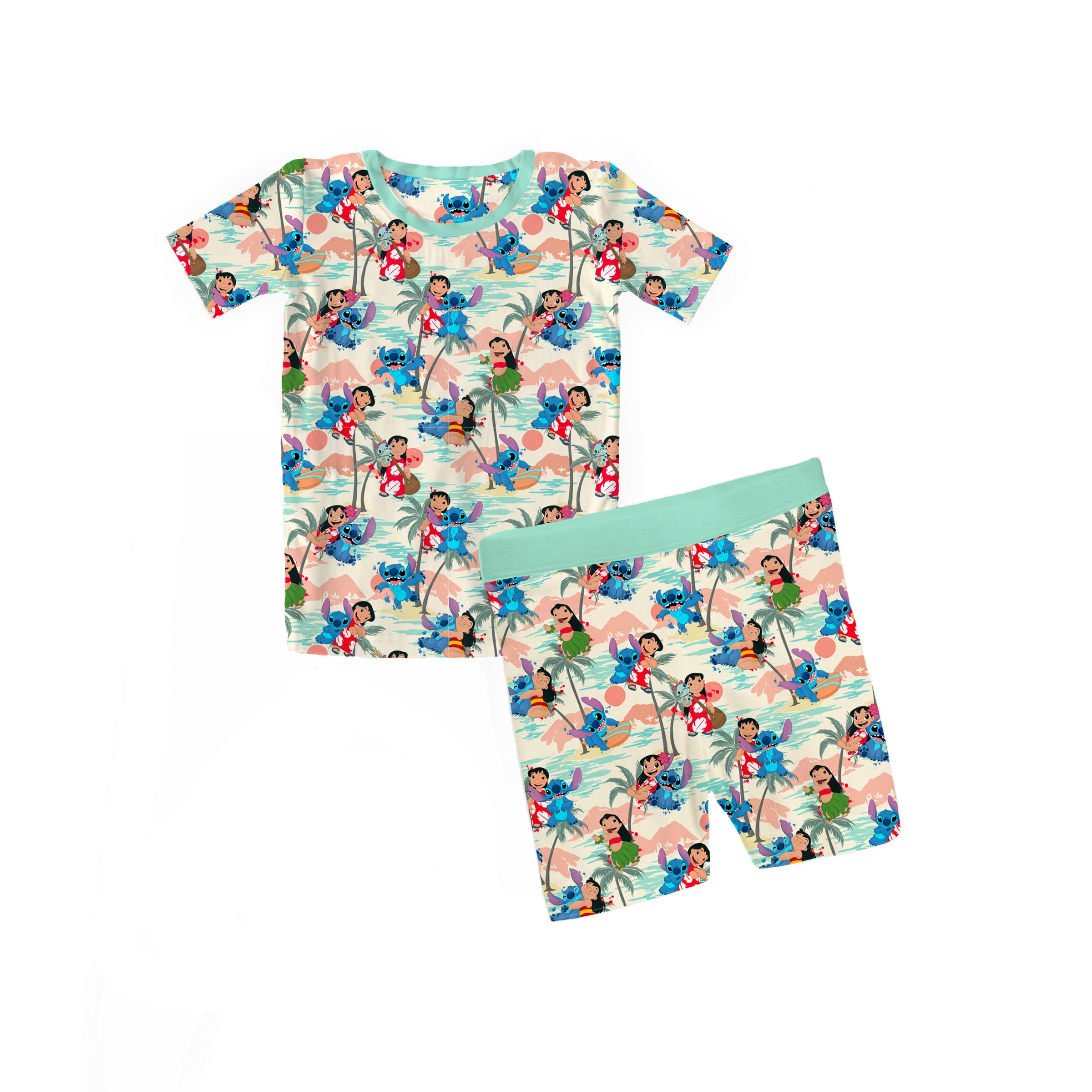 Bamboo ISLAND MISCHIEF Two Piece Short Sleeve/SHORT pajama Set