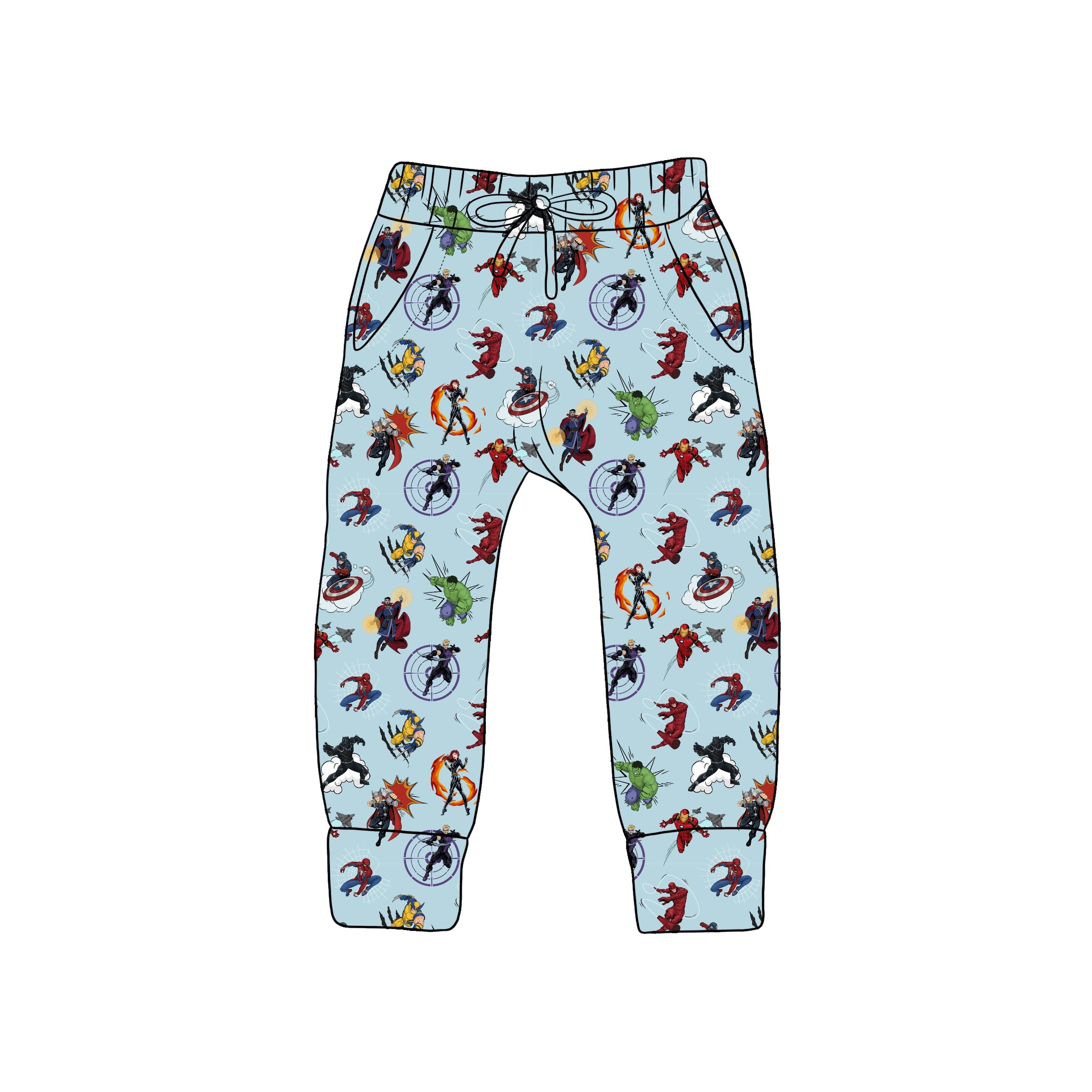 BAMBOO French Terry MARVELOUS HEROES KIDS JOGGERS