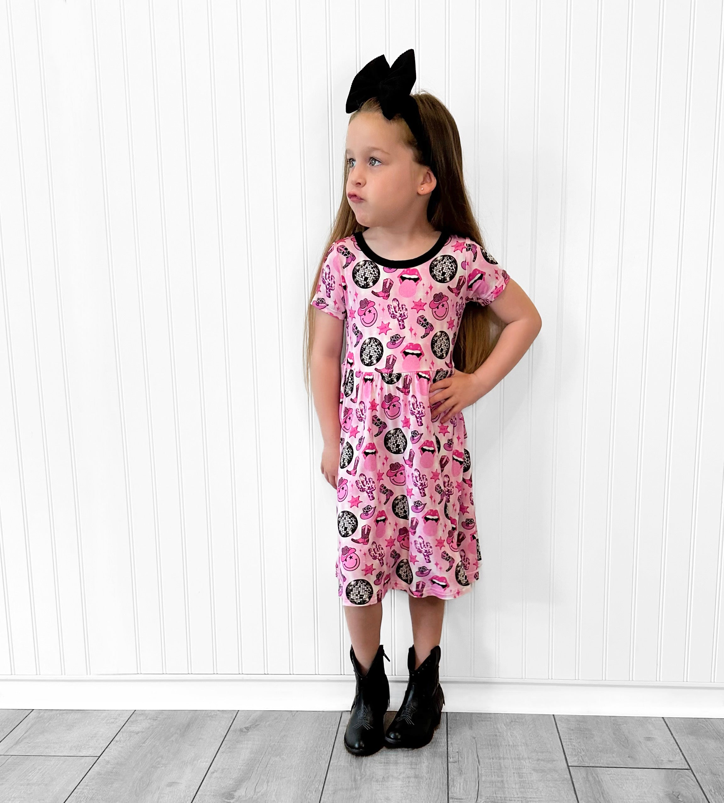 Bamboo Boot Scootin' 2.0 Short Sleeve Twirl Dress (read description) FINAL SALE