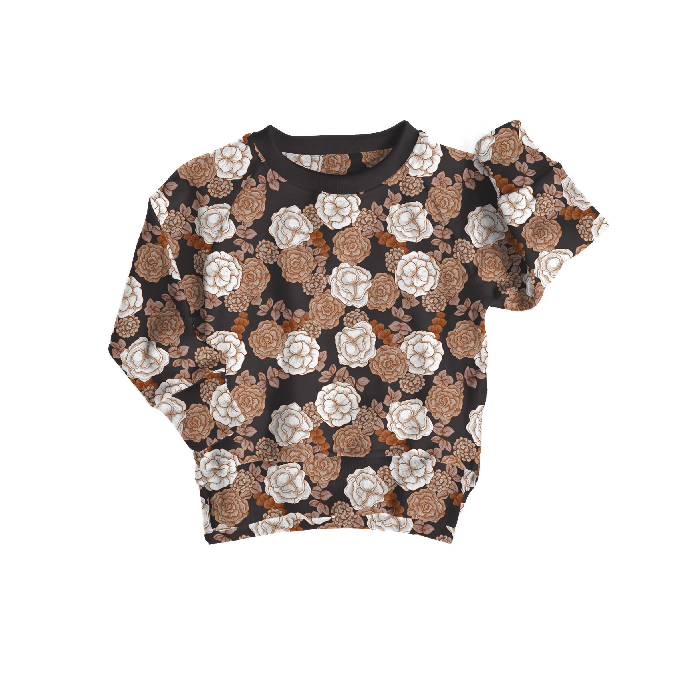 Preorder Bamboo FRENCH TERRY MIDNIGHT BLOOMS kids crewneck ship date AUGUST 2025