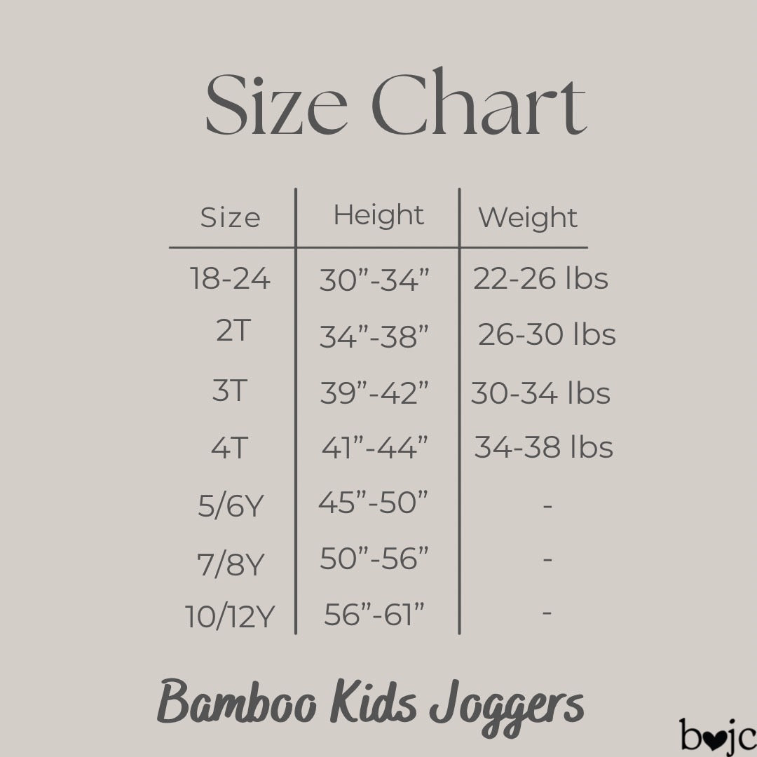PREORDER BAMBOO French Terry WAYFINDERS KIDS JOGGERS SHIP DATE NOVEMBER 2024