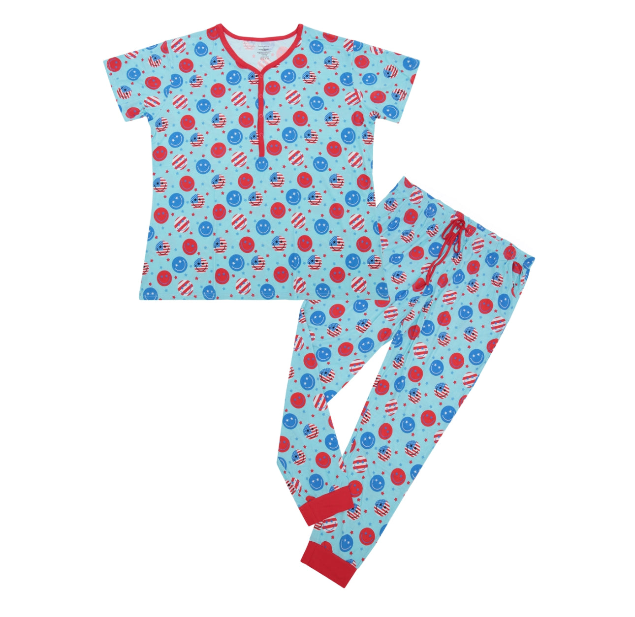 Bamboo Red, White & Smiley Women’s Lounge Pant Set