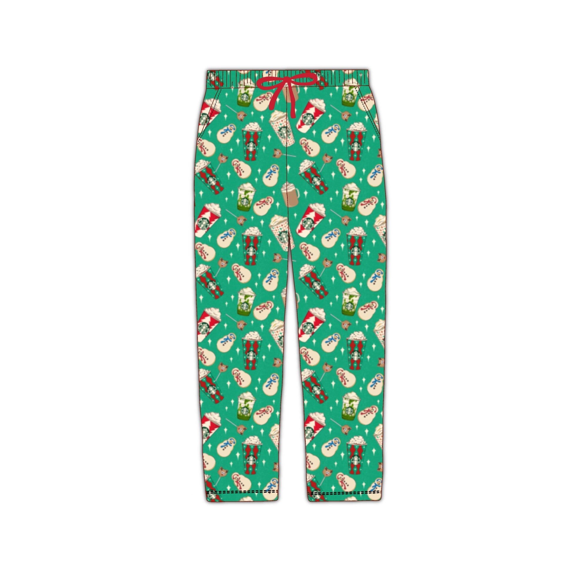 BAMBOO i love Christmas a latte adult unisex relaxed pajama PANTS